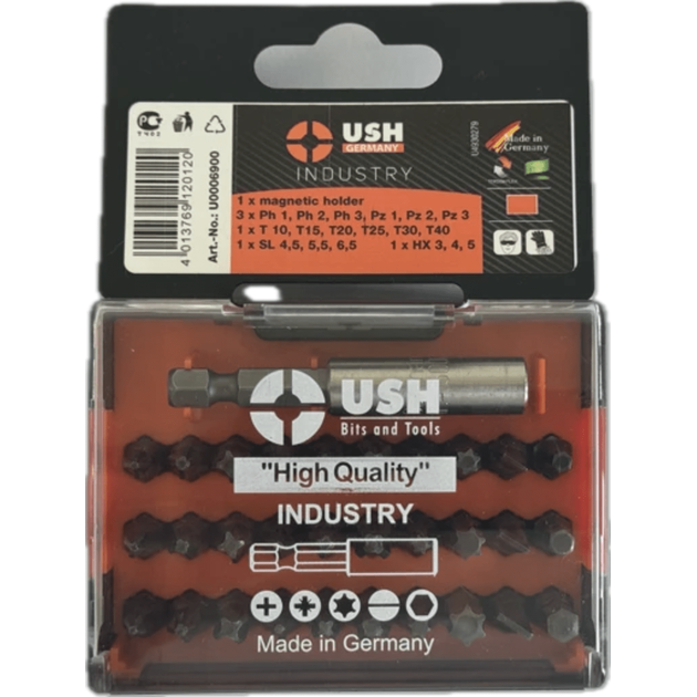 Насадки для викруток Industry USH: 1/4 с магнитным держателем, 31 шт., фото  | SNABZHENIE.com.ua