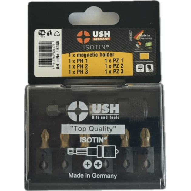 Набор бит для отвертки Isotin USH: 1/4, PH1-3, PZ1-3, магнитный держатель, 7 шт., фото  | SNABZHENIE.com.ua