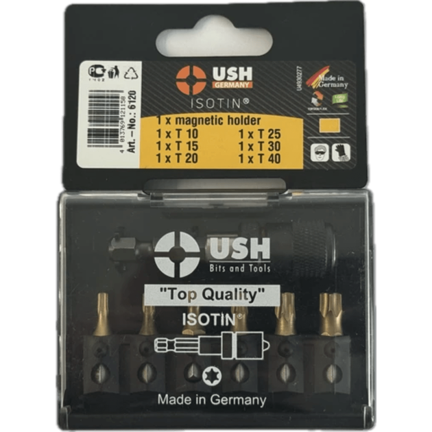 Набор бит Isotin USH: 1/4, T10-T40, магнитный держатель, 7 шт., фото  | SNABZHENIE.com.ua