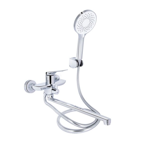 Смеситель для ванны Qtap Vlasta New с длинным изливом и душем, фото  | SNABZHENIE.com.ua