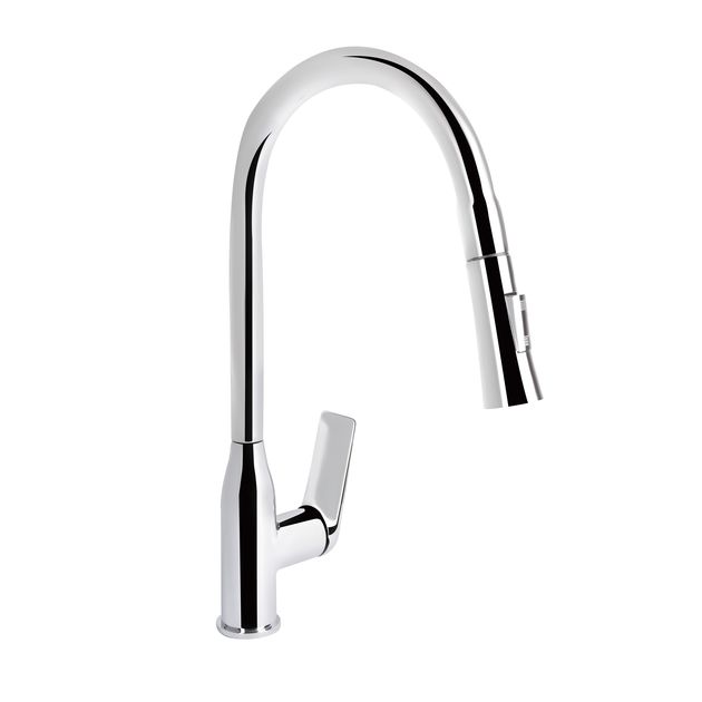 Смеситель Qtap Vlasta New с выдвижным изливом, хромированный, фото  | SNABZHENIE.com.ua