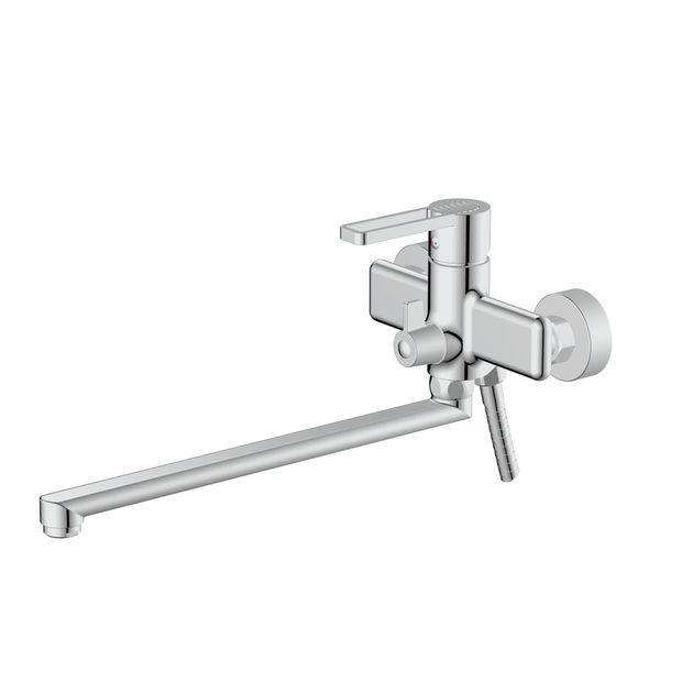 Смеситель для ванны Qtap Taurus с длинным изливом и душем Chrome, фото  | SNABZHENIE.com.ua