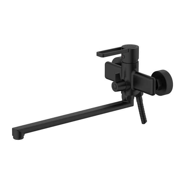 Смеситель для ванной Qtap Taurus с душевым гарнитуром черный матовый, фото  | SNABZHENIE.com.ua