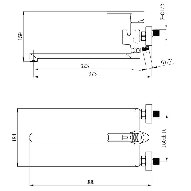 Смеситель для ванной Qtap Taurus с душевым гарнитуром черный матовый, фото , изображение 2 | SNABZHENIE.com.ua Смеситель для ванной Qtap Taurus с душевым гарнитуром черный матовый, фото , изображение 2 | SNABZHENIE.com.ua