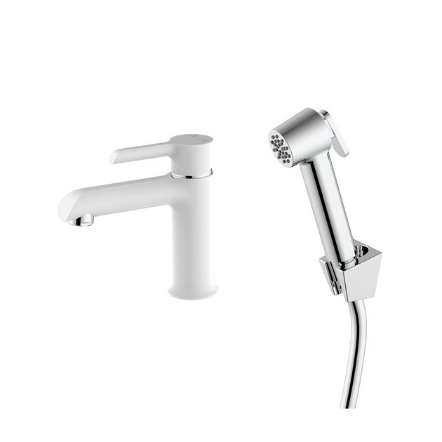 Смеситель Qtap Grand с гигиеническим душем QTGRA272CRW45671 хром/белый, фото  | SNABZHENIE.com.ua