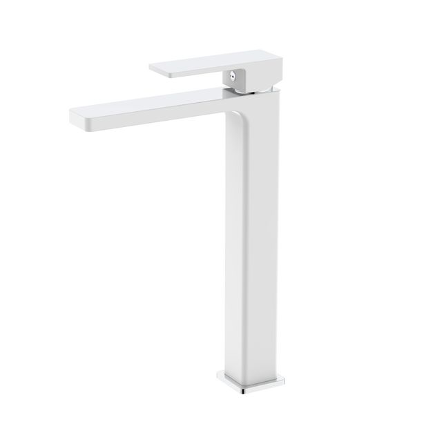 Смеситель для раковины Qtap Gemini высокий хром/белый, фото  | SNABZHENIE.com.ua