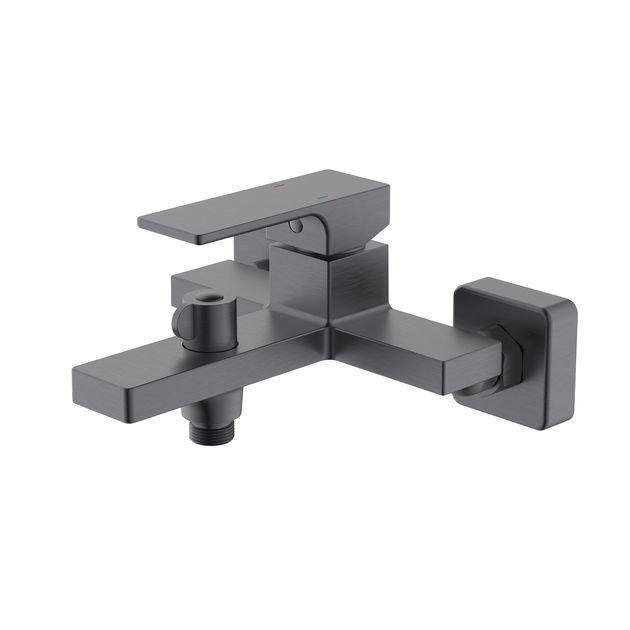 Смеситель для ванны Qtap Gemini с душевым гарнитуром Gunmetal Black, фото  | SNABZHENIE.com.ua
