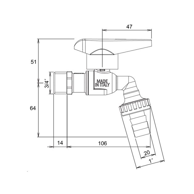 Кран шаровой поливочный Icma 598 3/4"Н (с антизамерзанием) ручка алюминиевая, фото , зображення 2 | SNABZHENIE.com.ua Кран шаровой поливочный Icma 598 3/4"Н (с антизамерзанием) ручка алюминиевая, фото , зображення 2 | SNABZHENIE.com.ua