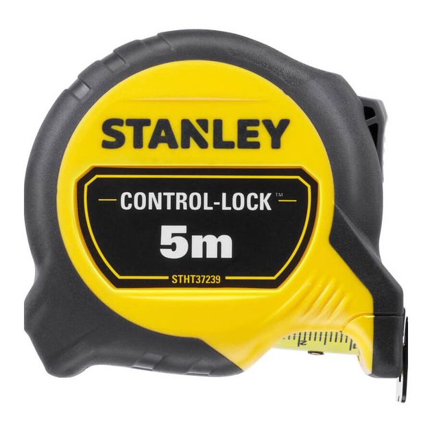 Рулетка измерительная CONTROL-LOCK длиной 5 м, шириной 25 мм, в прорезиненном корпусес, двухсторонней шкалой STANLEY STHT37239-3, фото  | SNABZHENIE.com.ua