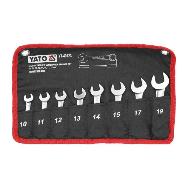 Ключи комбинированные короткие YATO с трещоткой Cr-V, 8 шт., фото  | SNABZHENIE.com.ua