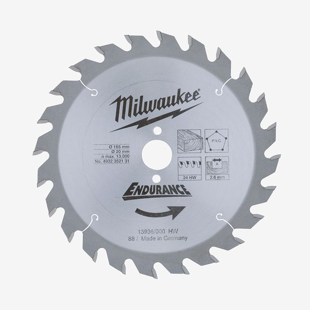 Диск пиляльний MILWAUKEE, Ø165/20мм, 24 зуб., фото  | SNABZHENIE.com.ua