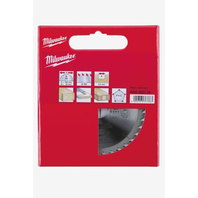 Диск пильный MILWAUKEE, Ø165/30мм, 36 зубьев, фото , изображение 2 | SNABZHENIE.com.ua