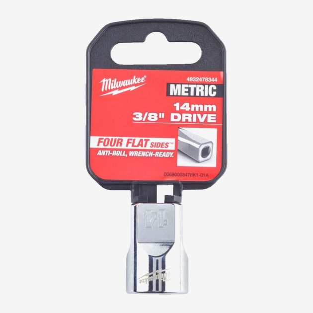 Головка хромированная метрическая 3/8'' MILWAUKEE, 14мм, фото , изображение 2 | SNABZHENIE.com.ua