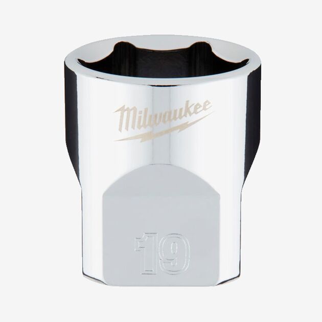 Головка хромированная метрическая 3/8'' MILWAUKEE, 19 мм, фото  | SNABZHENIE.com.ua