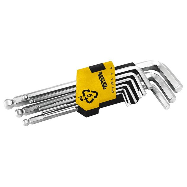 Ключи шестигранные с шариком MASTERTOOL CrV 1,5-10 мм набор 9 шт 75-0957, фото  | SNABZHENIE.com.ua