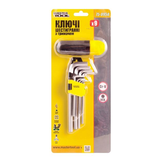 Ключи шестигранные с держателем MASTERTOOL CrV 1,5-10 мм набор 9 шт, фото , изображение 2 | SNABZHENIE.com.ua Ключи шестигранные с держателем MASTERTOOL CrV 1,5-10 мм набор 9 шт, фото , изображение 2 | SNABZHENIE.com.ua