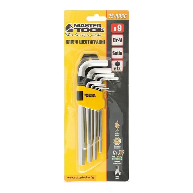 Ключі шестигранні MASTERTOOL CrV 1,5-10 мм набір 9 шт 75-0956, фото , зображення 4 | SNABZHENIE.com.ua Ключі шестигранні MASTERTOOL CrV 1,5-10 мм набір 9 шт 75-0956, фото , зображення 4 | SNABZHENIE.com.ua