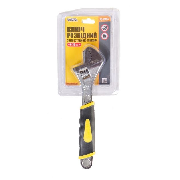 Ключ разводной MASTERTOOL 250 мм 0 – 38 мм переставная губка CrV рукоятка с двухкомпонентной накладкой 76-0423, фото , зображення 2 | SNABZHENIE.com.ua Ключ разводной MASTERTOOL 250 мм 0 – 38 мм переставная губка CrV рукоятка с двухкомпонентной накладкой 76-0423, фото , зображення 2 | SNABZHENIE.com.ua
