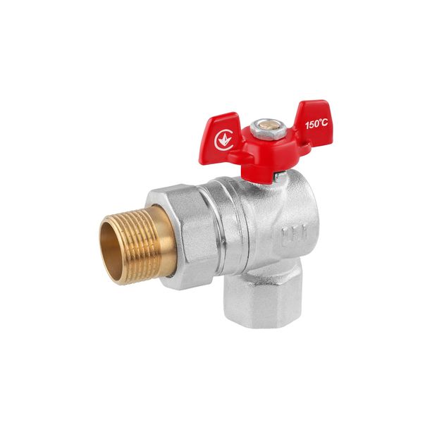 Кран-американка шаровой угловой WaGa 3/4" PN40 бабочка, никелированный, фото  | SNABZHENIE.com.ua