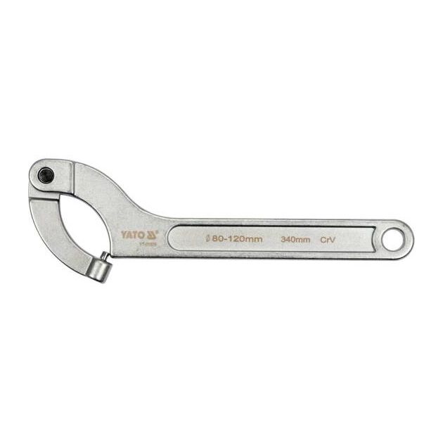 Ключ гаковий з носиком YATO, M=80-120мм, L=340мм, CrV [5/10], фото  | SNABZHENIE.com.ua