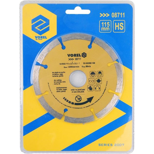 Диск відрізний алмазний сегментний VOREL : SEGMENT Ø= 115 мм [20/200], фото , изображение 2 | SNABZHENIE.com.ua