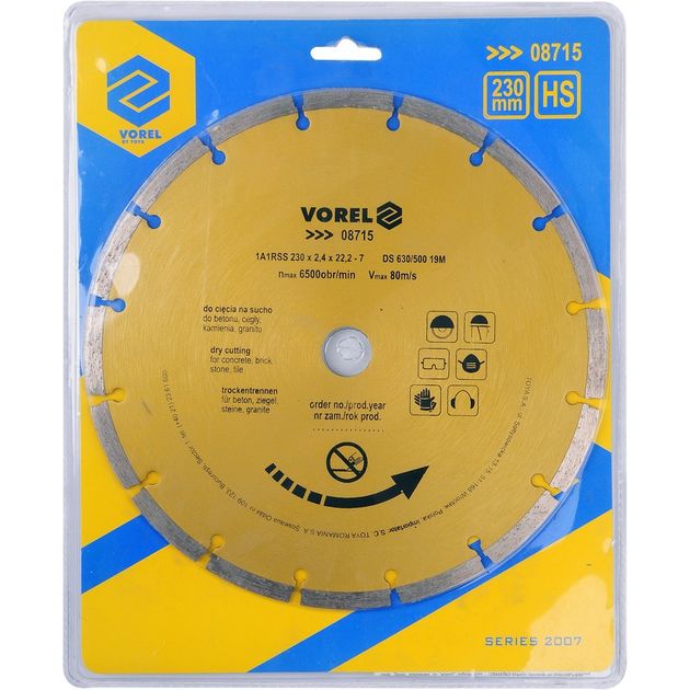 Диск відрізний алмазний сегментний VOREL : SEGMENT Ø= 230 мм [10/40], фото , изображение 2 | SNABZHENIE.com.ua