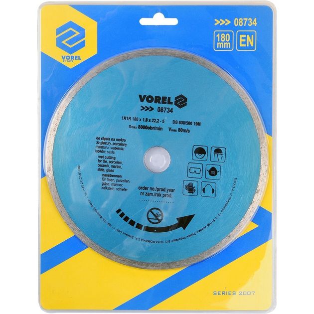 Диск відрізний алмазний суцільний VOREL : Ø= 180 мм [15/60], фото , изображение 2 | SNABZHENIE.com.ua