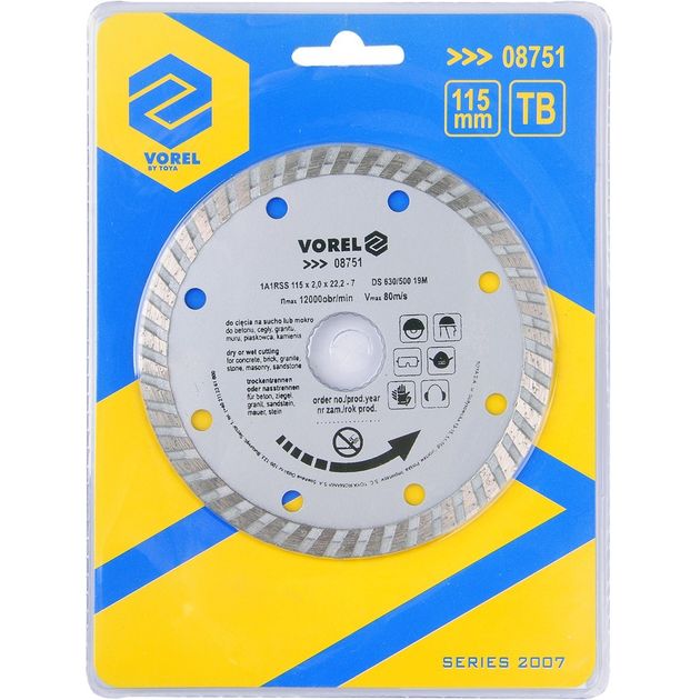 Диск відрізний алмазний VOREL : TURBO Ø= 115 мм [20/200], фото , изображение 2 | SNABZHENIE.com.ua