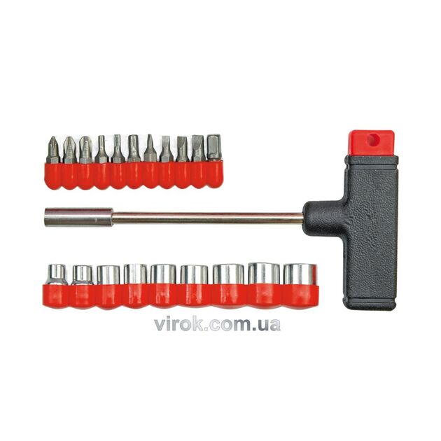 Т-подобная отвертка VOREL с насадками и головками, набор 20 эл., фото  | SNABZHENIE.com.ua