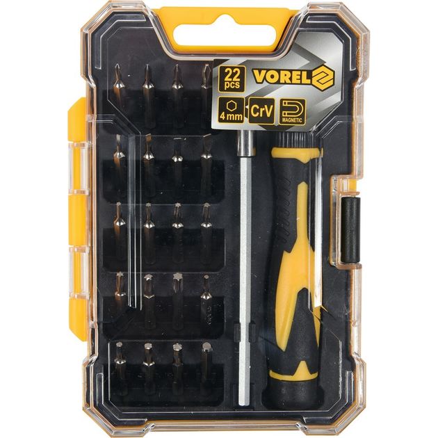 Отвертка реверсивная VOREL с насадками 21 и удлинителем в футляре, фото , изображение 3 | SNABZHENIE.com.ua