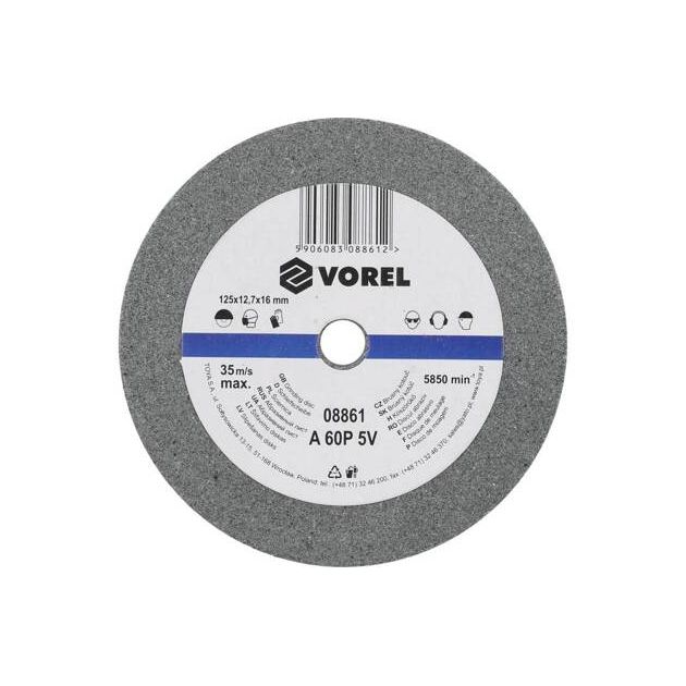Круг для точила VOREL : 125/12,7 мм, h= 16 мм (дрібнозернистий) [10], фото  | SNABZHENIE.com.ua