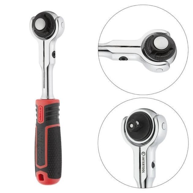 Рукоятка с храповым механизмом поворотная, 72 зуба 1/4", Cr-V STORM INTERTOOL ET-8007, фото , зображення 2 | SNABZHENIE.com.ua Рукоятка с храповым механизмом поворотная, 72 зуба 1/4", Cr-V STORM INTERTOOL ET-8007, фото , зображення 2 | SNABZHENIE.com.ua