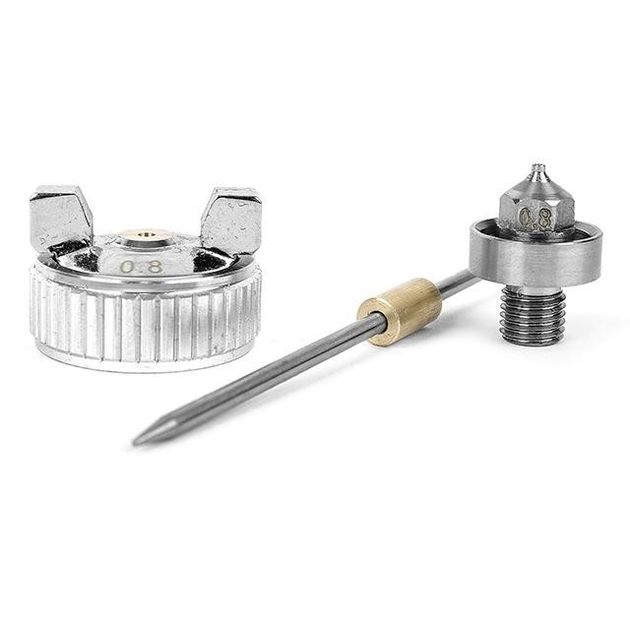 Комплект форсунки 0.8мм для краскопульта HVLP РТ-0101 (форсунка, повітряна голівка, голка) INTERTOOL PT-2002, фото , зображення 2 | SNABZHENIE.com.ua