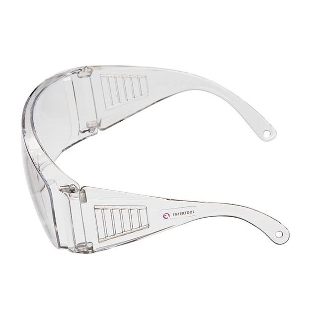 Очки захисні прозорі INTERTOOL SP-0081 з полікарбонатними лінзами та заушниками, захист від ударів, оптичний клас 1., фото , зображення 4 | SNABZHENIE.com.ua