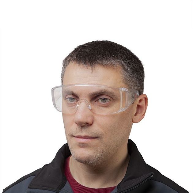 Очки захисні прозорі INTERTOOL SP-0081 з полікарбонатними лінзами та заушниками, захист від ударів, оптичний клас 1., фото , зображення 5 | SNABZHENIE.com.ua