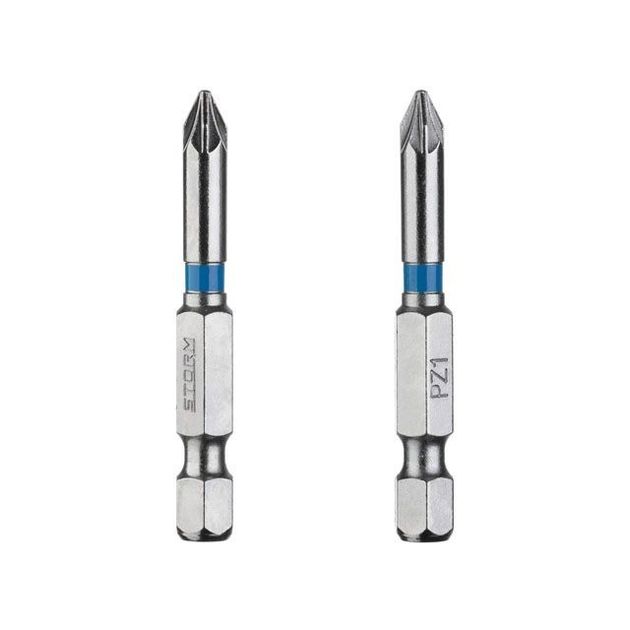 Комплект отверточних насадок PZ1 1/4*50мм, S2, уп. 2шт., STORM INTERTOOL VT-0214, фото , зображення 3 | SNABZHENIE.com.ua