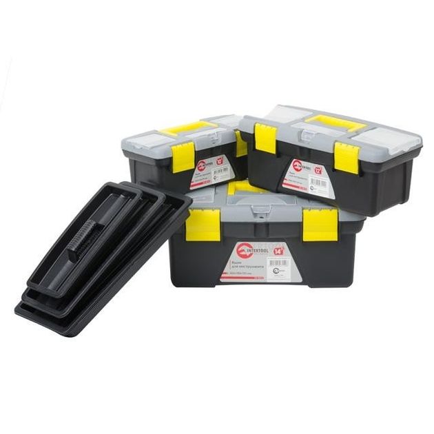 Комплект ящиков для инструмента 3 шт, 10" / 12"/ 14" INTERTOOL BX-0303, фото , зображення 5 | SNABZHENIE.com.ua
