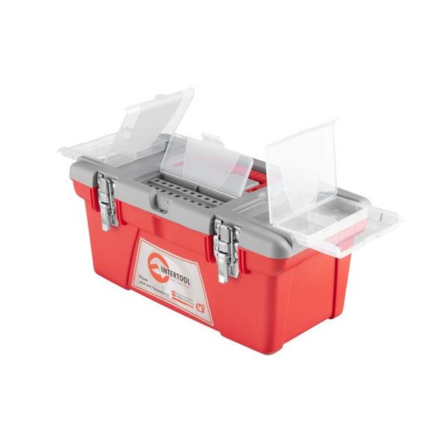 Ящик для инструментов с металлическими замками, 16" 415*210*190 мм INTERTOOL BX-0516, фото , зображення 2 | SNABZHENIE.com.ua