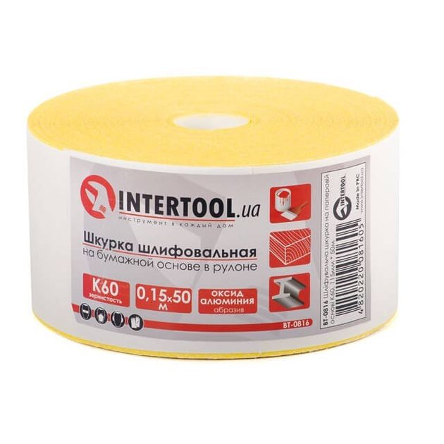 Шлифовальная шкурка К60, 115 мм * 50 м INTERTOOL BT-0816, фото  | SNABZHENIE.com.ua