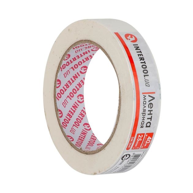 Малярная лента 25мм, 40м, белая INTERTOOL DM-2541, фото  | SNABZHENIE.com.ua
