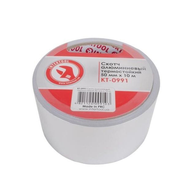 Скотч алюмінієвий термостійкий 50 мм*10 м INTERTOOL KT-0991, фото , зображення 2 | SNABZHENIE.com.ua Скотч алюмінієвий термостійкий 50 мм*10 м INTERTOOL KT-0991, фото , зображення 2 | SNABZHENIE.com.ua