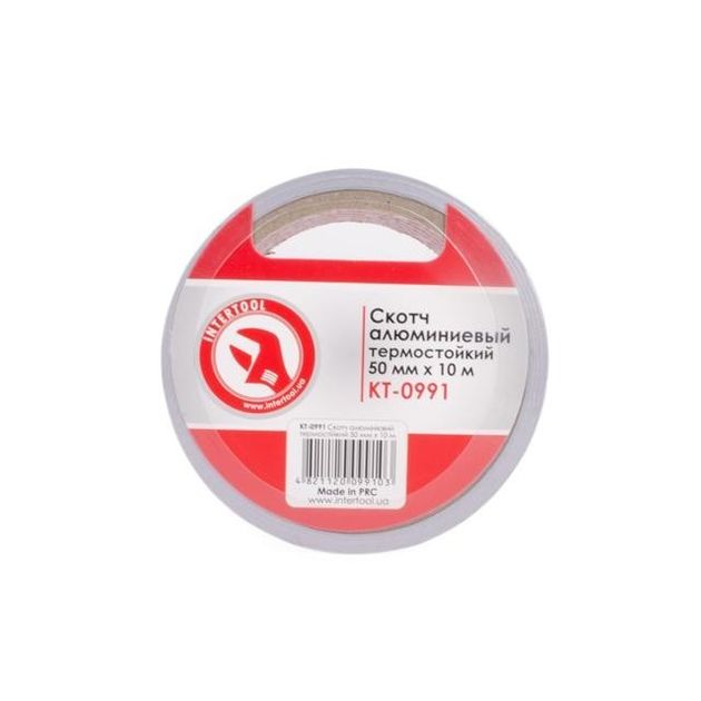 Алюминиевый термостойкий скотч 50 мм*10 м INTERTOOL KT-0991, фото  | SNABZHENIE.com.ua