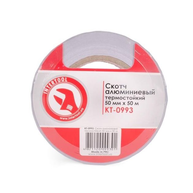 Алюминиевый термостойкий скотч 50 мм*50 м INTERTOOL KT-0993, фото  | SNABZHENIE.com.ua