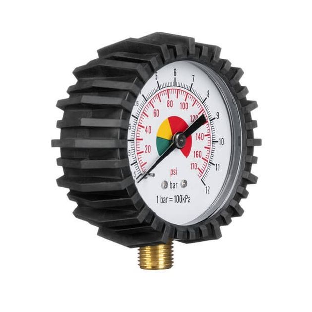 Манометр для пистолета с резиновым покрытием, 63 мм, 1/4 INTERTOOL, фото , изображение 3 | SNABZHENIE.com.ua