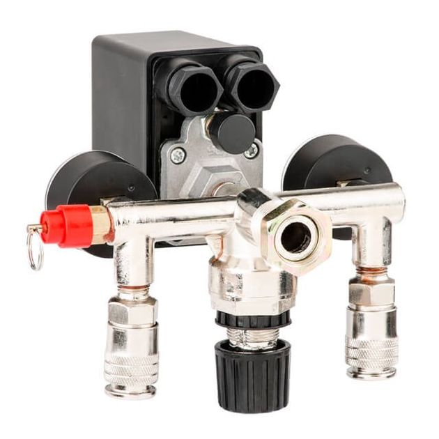 Прессостат 220В в сборе с редуктором и манометрами INTERTOOL PT-9094, фото , изображение 5 | SNABZHENIE.com.ua