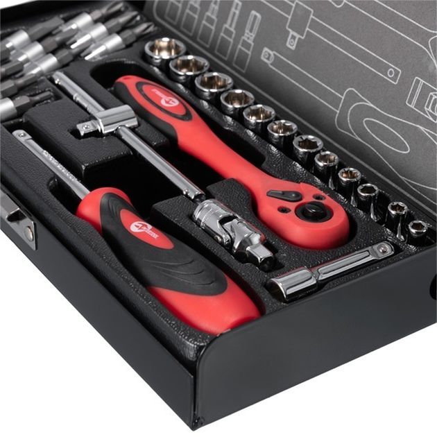 Набор инструмента 1/4 28 ед INTERTOOL ET-6028 (гол. 4-13 мм, 11 бит), фото , изображение 4 | SNABZHENIE.com.ua