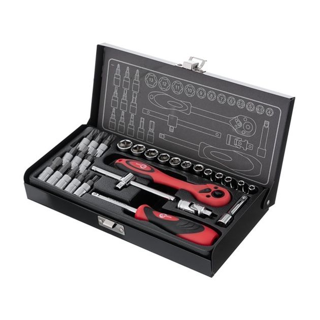 Набор инструмента 1/4" 28 ед (гол. 4-13 мм, биты 11 ед.) INTERTOOL ET-6028, фото  | SNABZHENIE.com.ua
