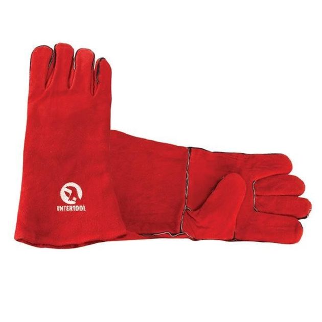 Перчатка замшевая красная 14 (ящик 60 пар) INTERTOOL SP-0156W, фото  | SNABZHENIE.com.ua