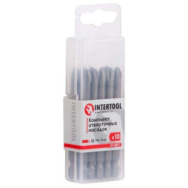 Комплект удлиненных бит PH2*75 мм, 10 шт, INTERTOOL VT-0071, фото  | SNABZHENIE.com.ua