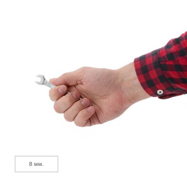 Ключ комбинированный 8мм Cr-V, сатин-хром, DIN3113, STORM INTERTOOL, фото , изображение 4 | SNABZHENIE.com.ua Ключ комбинированный 8мм Cr-V, сатин-хром, DIN3113, STORM INTERTOOL, фото , изображение 4 | SNABZHENIE.com.ua